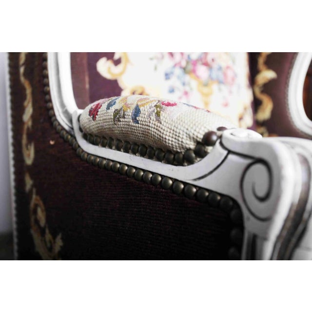 2000 - 2009 Louis XV High-Backed Armchairs and Ottoman, Set of 3 For Sale - Image 5 of 9