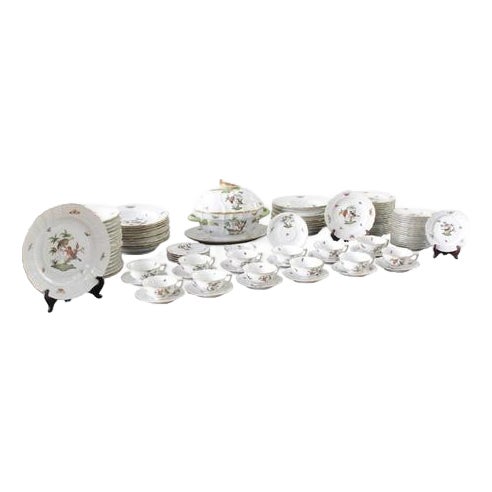 Herend Rothschild Bird Pattern Set of Fine Hungarian China - 107 Pieces For Sale