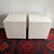 Wood Vintage Postmodern Side Tables / Nightstands Cubes on Casters - A Pair For Sale - Image 7 of 11