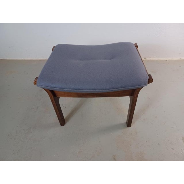 Blue Refinished Danish Footstool, 1970s For Sale - Image 8 of 10