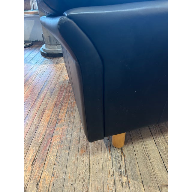 Animal Skin Scandinavian Midcentury Modern Black Leather Sofa by Stouby For Sale - Image 7 of 17