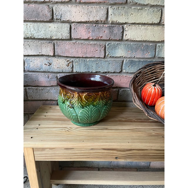 Early 1900s Weller Art Pottery Majolica Cachepot Planter For Sale - Image 13 of 13