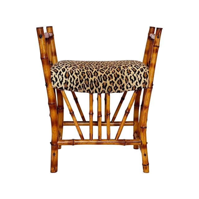 Tan Chinoiserie Bamboo Bench For Sale - Image 8 of 13