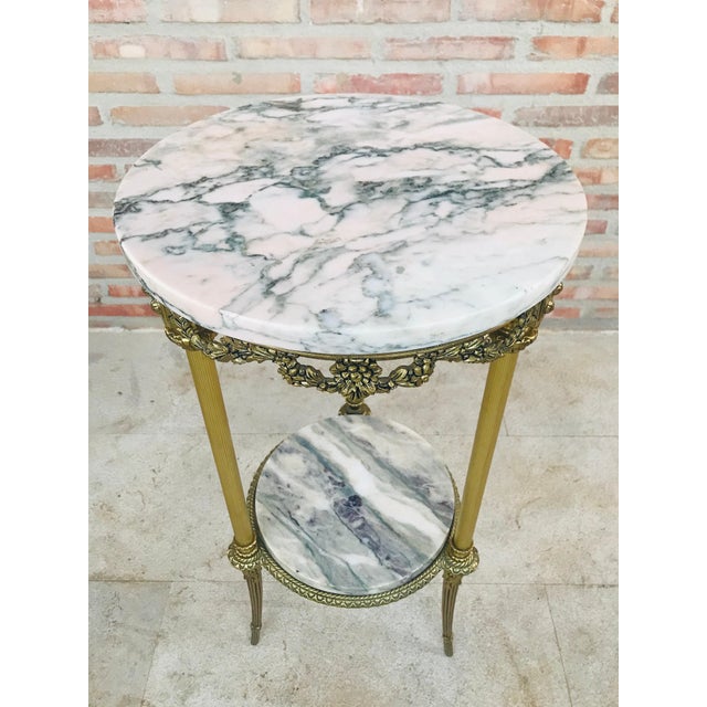 Metal French Gilt Bronze and Marble Gueridon Table, circa 1940 For Sale - Image 7 of 11