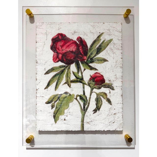 2020s Red Peony - Hand Textured Red Flower For Sale - Image 5 of 7
