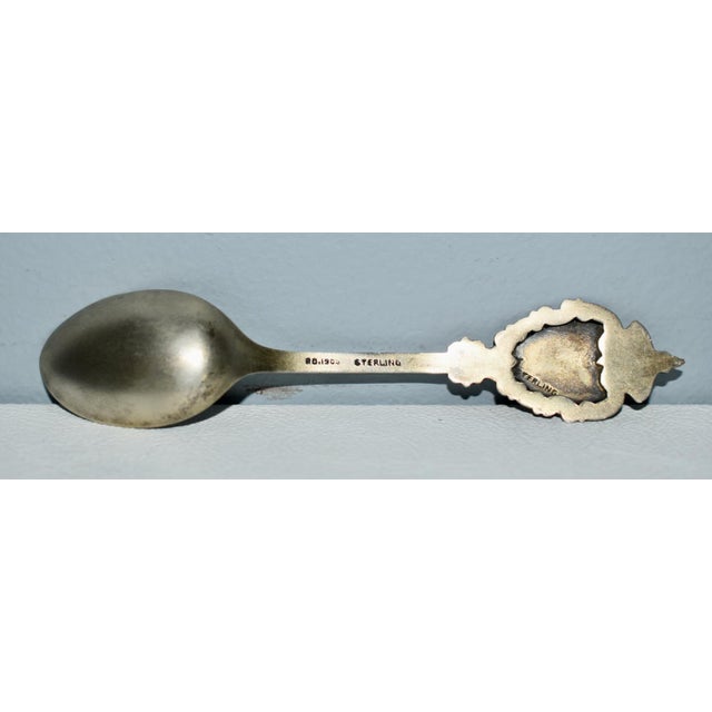 1920s Antique Montreal Sterling & Enamel Decorative Collectors Spoon For Sale - Image 5 of 11
