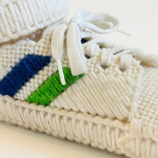 Textile Vintage Crochet Tennis Shoe For Sale - Image 7 of 11
