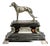 Rare 1920s English Art Deco Ebonized Wood Silverplate Greyhound Statue Sculpture Cigar Box Home Decor For Sale