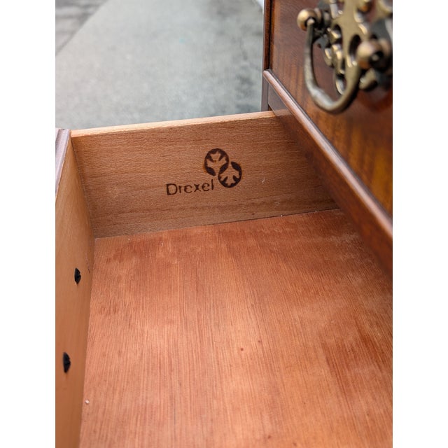 Mid 20th Century Mid 20th Century Drexel Georgian Lingerie Chest With Chippendale Brass Pulls For Sale - Image 5 of 13