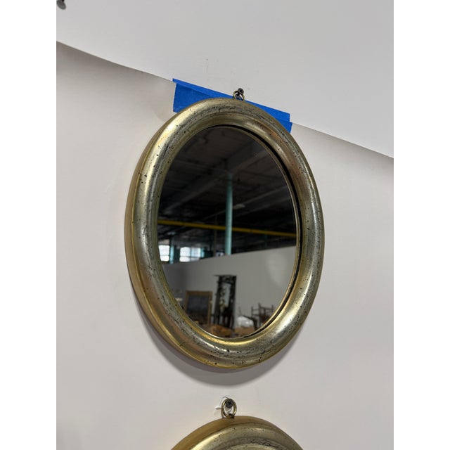 Pair, Borghese Italian Oval Silver Giltwood Wall Mirrors, 20th C. For Sale In Providence - Image 6 of 7