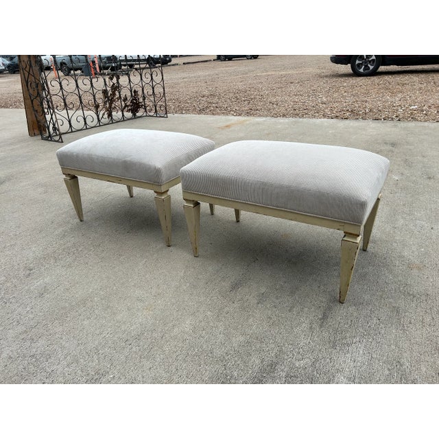 Wood Pair of French Louis XVI Style Benches For Sale - Image 7 of 12
