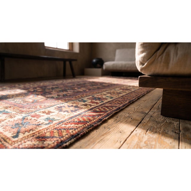 1880s Brown Geometric Tribal Antique Caucasian Shirvan Carpet 3'2" X 8' Wool Handknotted Rug For Sale In New York - Image 6 of 7