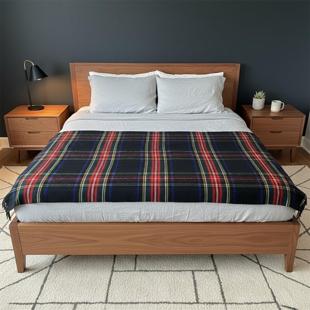 Plaid Tartan Throw Blanket in Wool from Johnstons of Elgin Scotland For Sale - Image 9 of 12