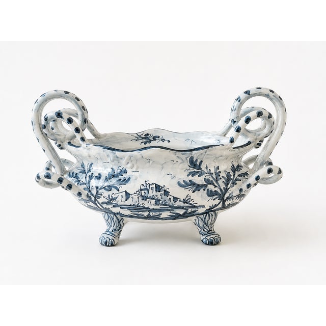 Blue Large Mid-Century Albisola Faience Centerpiece from V.M. Albisola, 1960s For Sale - Image 8 of 8