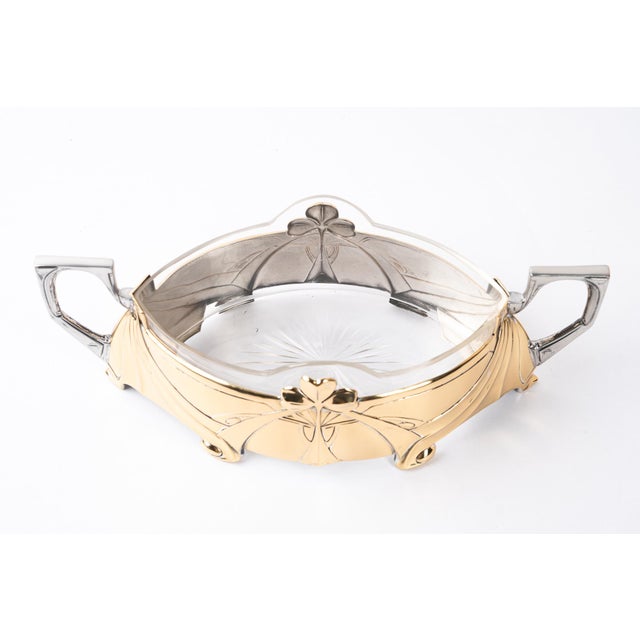 Jugendstil Centerpiece in Alpaca and Brass with Glass, 1908 For Sale - Image 12 of 15