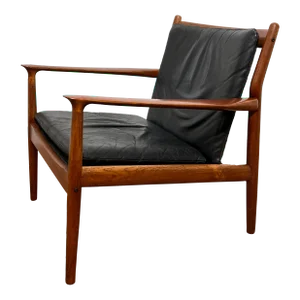 C. 1960s Svend Aage Eriksen for Glostrup Danish Teak and Leather Lounge Chair