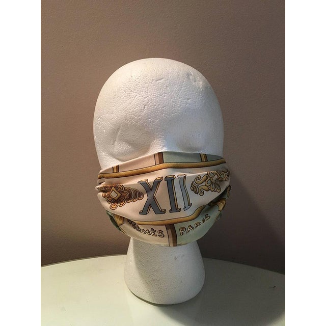 1960s Handmade Vintage Hermes Carpe Diem Silk Scarf Surgical Face Mask For Sale - Image 5 of 9