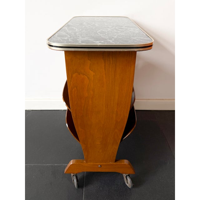 Mid-Century Modern Bar Cart with Marble-Effect Top, 1950s For Sale - Image 6 of 14