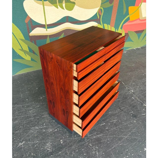 Wood Mid Century Danish Rosewood Tallboy For Sale - Image 7 of 9