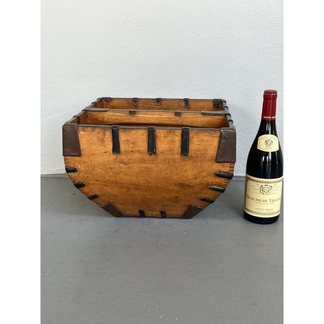 Wood Lovely Asian Metal and Wood Rice Bucket For Sale - Image 7 of 11