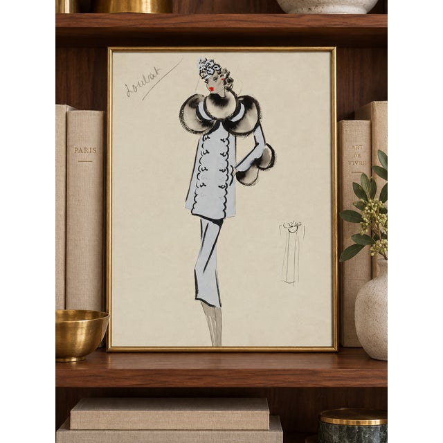 Bunny Williams Home Vintage French Fashion Art Print – Art Deco Woman in Pale Blue, 12" X 16" For Sale - Image 4 of 9