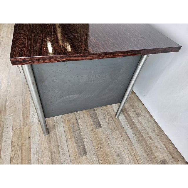 Iron Desk with Rosewood Laminate Top from Mobiltecnica Turin, Italy, 1970s For Sale - Image 4 of 18
