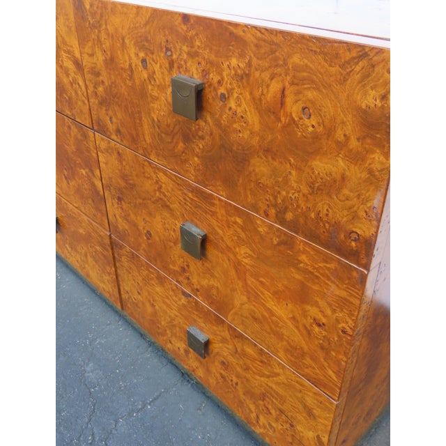 Milo Baughman by Founder Mid Century Hollywood Regency Burlwood Dresser 6625 For Sale - Image 9 of 18