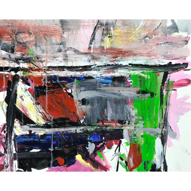 "Color Smear With Black Square" Contemporary Abstract Mixed-Media Painting by Robbie Kemper For Sale - Image 4 of 5