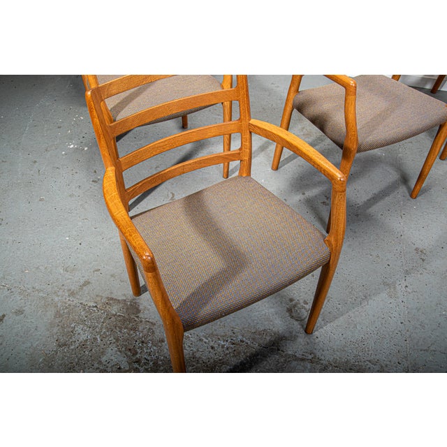 Model 68 Armchairs in Oak with Original Fabric by Niels Otto Møller for J.L. Møllers, 1990s, Set of 5 For Sale - Image 3 of 10
