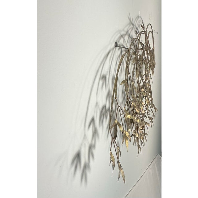 Mid-Century Modern Signed Curtis Jere Wall Sculpture Windswept Metal Bamboo Leaf, Circa 1970s For Sale - Image 3 of 12