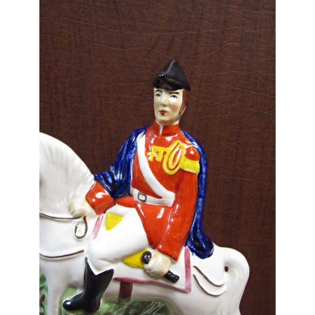 Antique Staffordshire Style Wellington Horseback Figurine Ceramic 10" L For Sale - Image 4 of 12