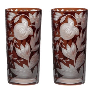 Verdure Highball Glasses Mahogany - a Pair For Sale