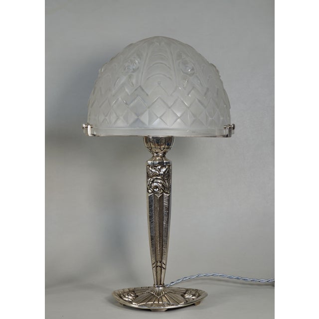 1920s French Art Deco Table Lamp by P. Gilles & Degue 1925 France - A Pair For Sale - Image 5 of 10