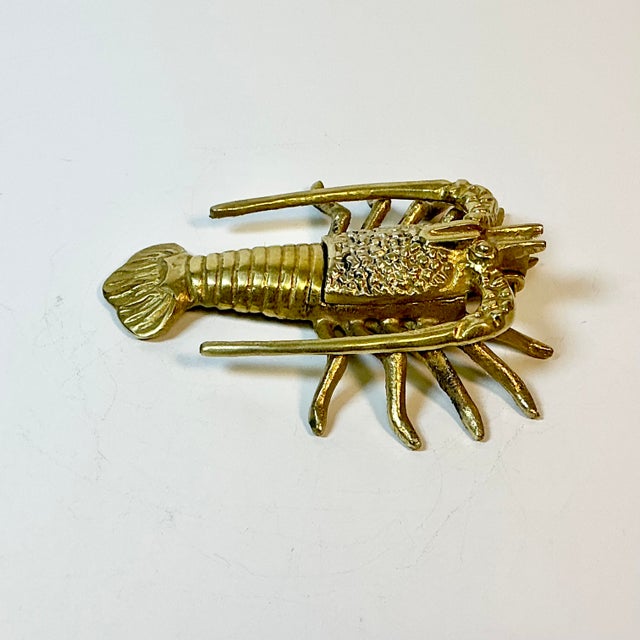 1960s Vintage Coastal Hollywood Regency Boho Chic Brass Lobster Box For Sale - Image 11 of 14