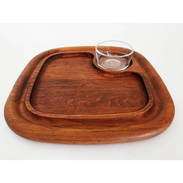 Offered is a Dansk teak wood cheese or charcuterie board with a small pyrex bowl for dips. Made in Thailand in the...