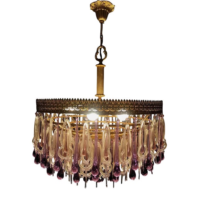 Chandelier in the style of Barovier & Toso, 1960s For Sale
