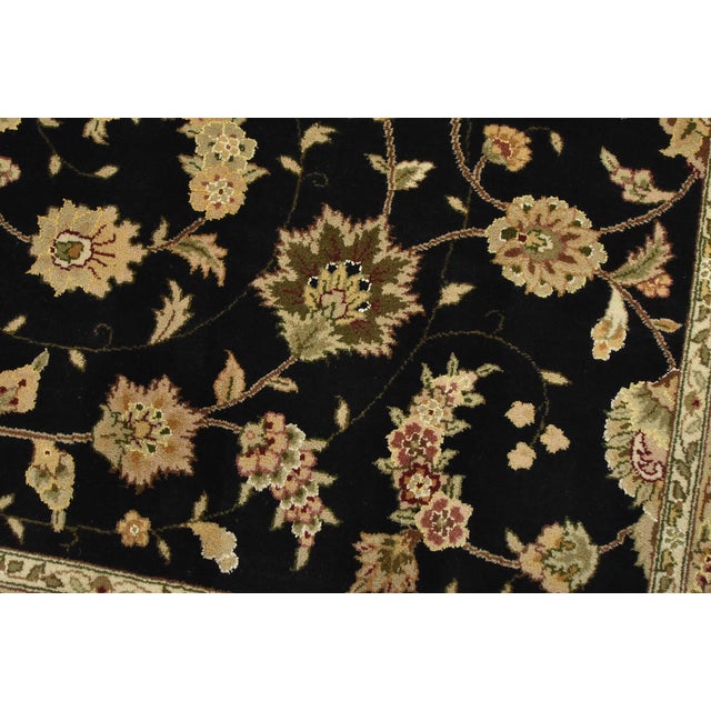 Tabriz Rug 7’9” X 9’10” Black Wool/Silk Traditional Hand-Knotted Oriental Carpet For Sale - Image 4 of 15