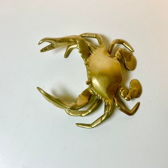 1960s 1960s Vintage Costal Hollywood Regency Boho Chic Brass Crab Box. For Sale - Image 5 of 9