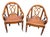 Late 20th Century Pair of Traditional Walnut Leather Upholstered Armchairs With Cabriole Scroll Arms For Sale