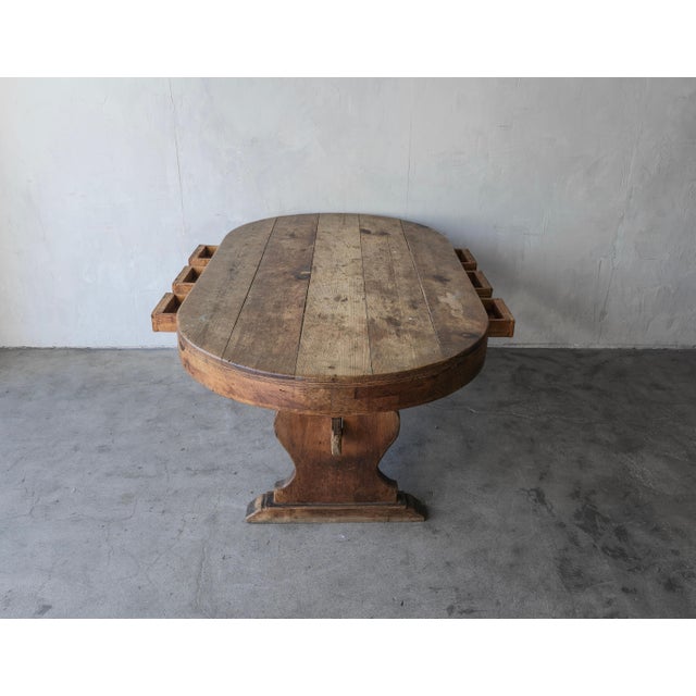 Early 20th Century French Country Oval Wabi Sabi Dining Work Table For Sale - Image 5 of 9