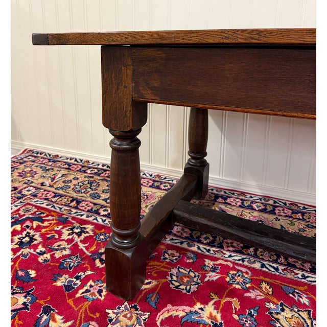 Antique English Country Farm Dining Breakfast Table Farmhouse 75" Wide Oak 19thC For Sale - Image 13 of 16