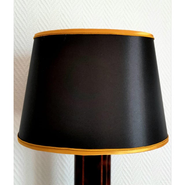 Hollywood Regency Black and Gold Tortoiseshell Lamp, 1980s For Sale - Image 9 of 13