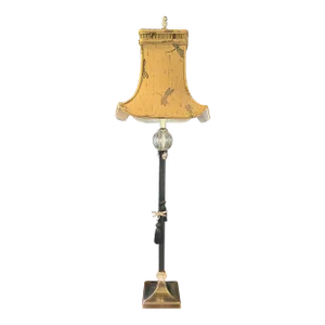Early 21st Century Concord Leather Wrapped Lamp With Glass Orb and Dragonfly Shade With Satin Nickel Finish