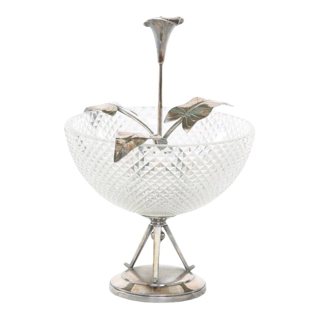 North American Silver Plated / Cut Crystal Centerpiece For Sale