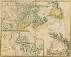 Antique Map of New England and Part of Canada by Vaugondy, 1755