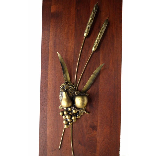 Wood Non Matching Pair Cast Metal Sculptures of Fruits Solid Walnut Mount Board Mint! For Sale - Image 7 of 9