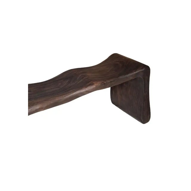Sculptural Mango Wood Bench, Modern Organic, Stunning Wood Textures, Dark Brown For Sale - Image 6 of 6