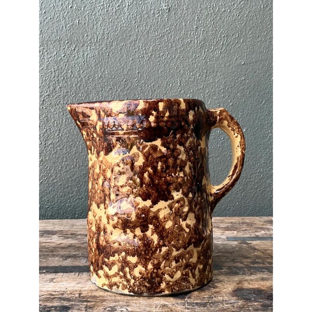 Mid 20th Century Vintage Ceramic Spatterware Pitcher For Sale - Image 5 of 12