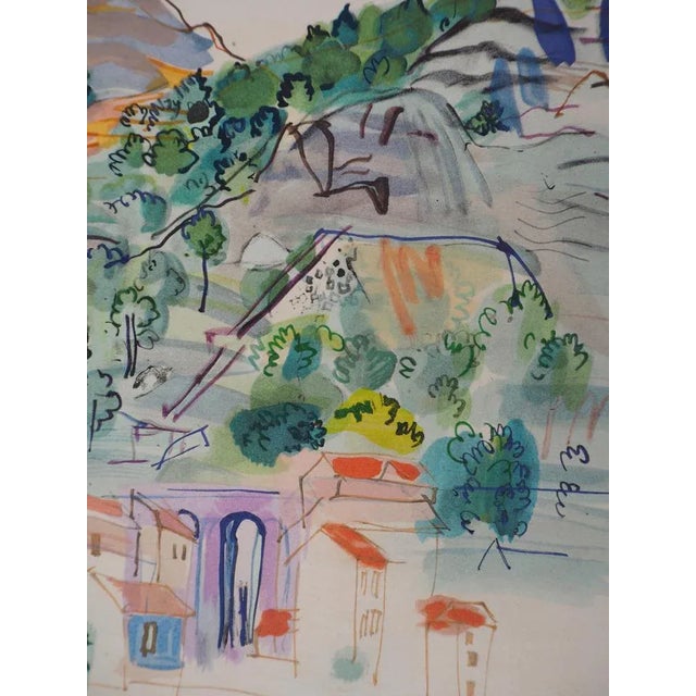 Raoul Dufy, Provence, The Mountain Village, 1953, Original Signed Lithograph For Sale - Image 6 of 7