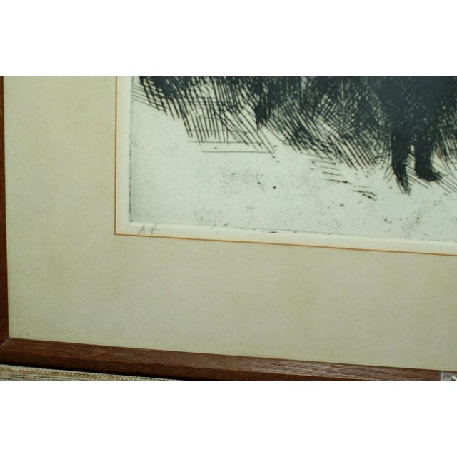 Modern Gerson Leiber Signed "Shepherd and Flock" Etching Aquatint Framed For Sale - Image 3 of 6
